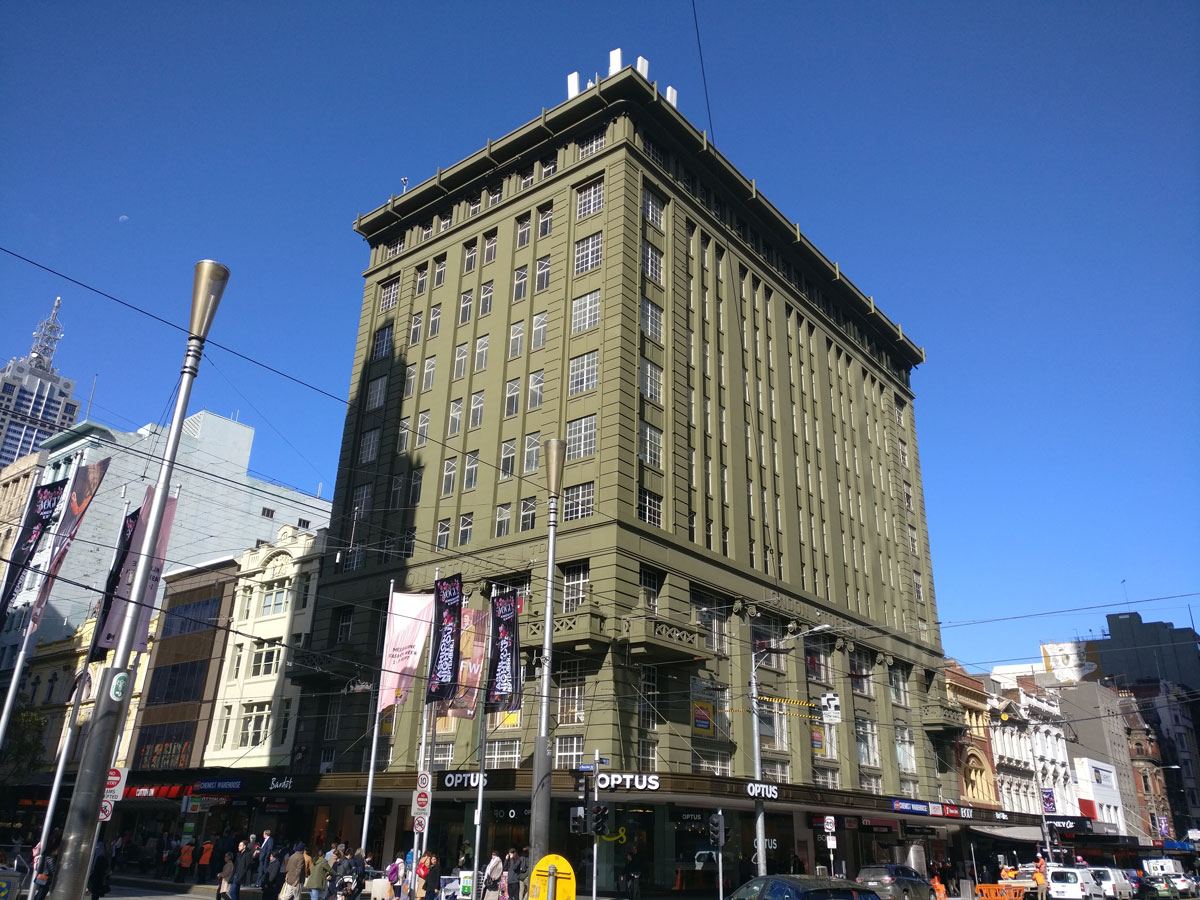 Landscape view of London Stores building in Melbourne