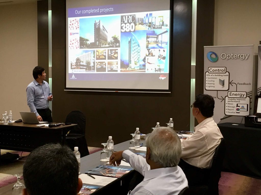 Create Smarter Buildings Organiser Kenneth Tan introducing the seminar and a bit about Leading Edge Automation Pte Ltd